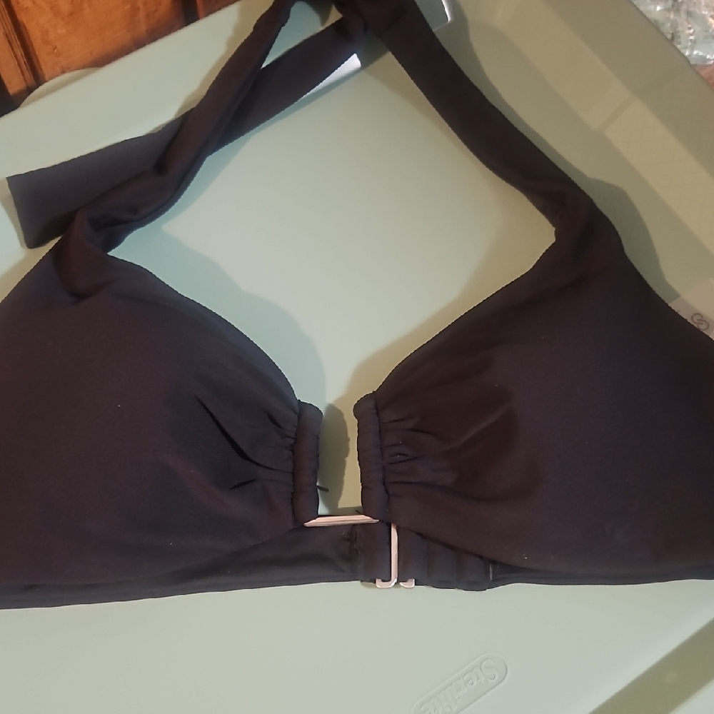 CALIA Women's U-Bar Halter Bikini Swim Top: BLACK: NEW WITH TAGS: SIZE L